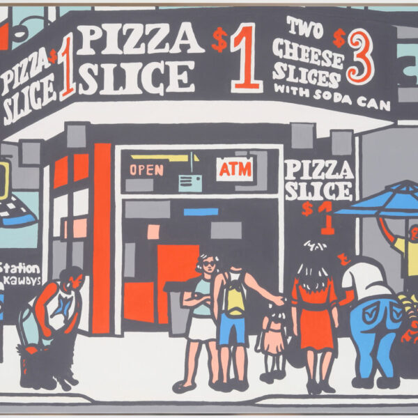 1 Pizza Slice Brooklyn 2020 24 x 48 acrylic on canvas framed in white scaled
