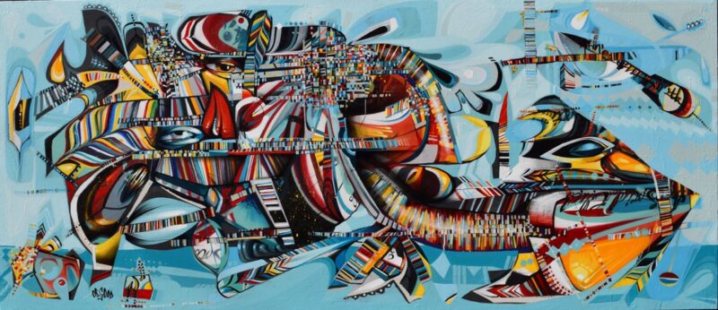 Energy Collector 39 x 96 Acrylic and Aerosol on Canvas 2016