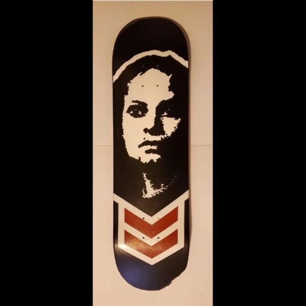 D Young V ACRUVA 250 Acrylic on Skate Deck 8 x 30.5in 2021