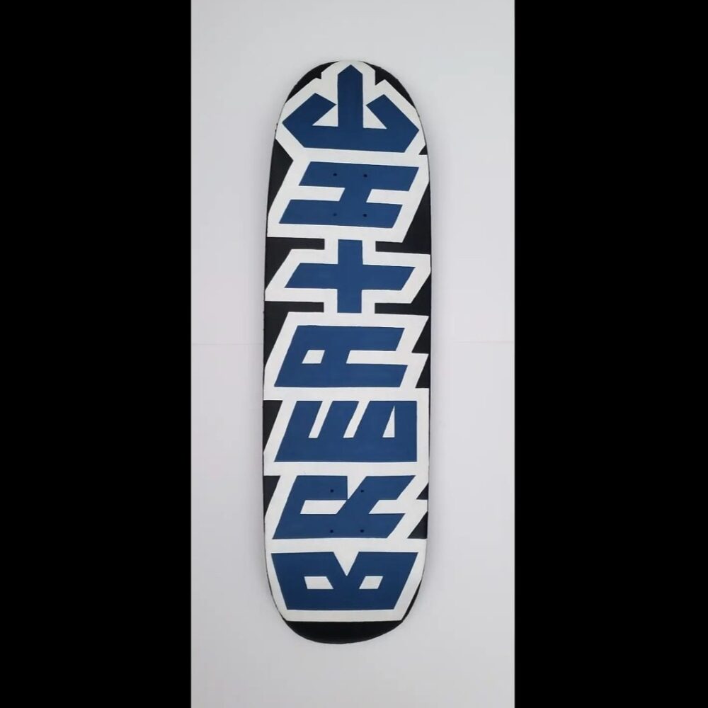 D Young V BREATH III 250 Acrylic on Skate Deck 8 x 30.5in 2021