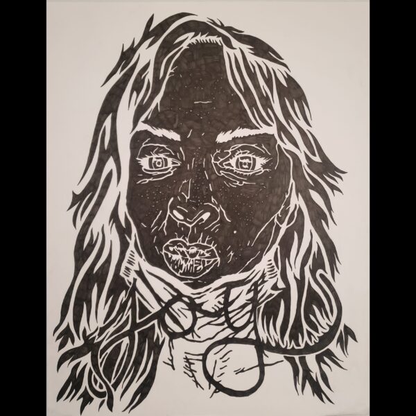D Young V Christina Joy 500 Micron Pen on Bristol Paper 19x24in 2022 scaled