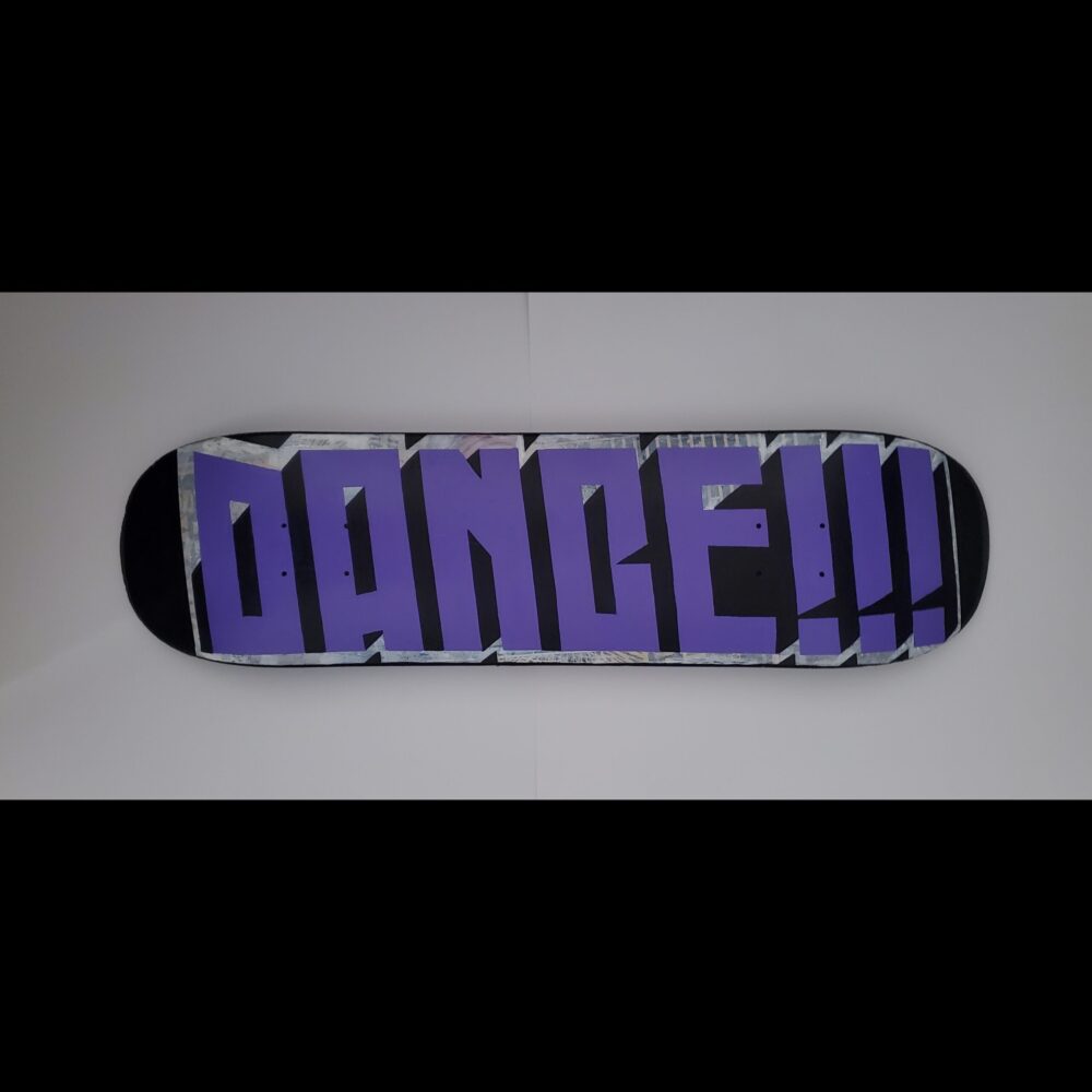 D Young V DANCE 250 Mixed Media on Skate Deck 8x30.5in. 2022 scaled scaled