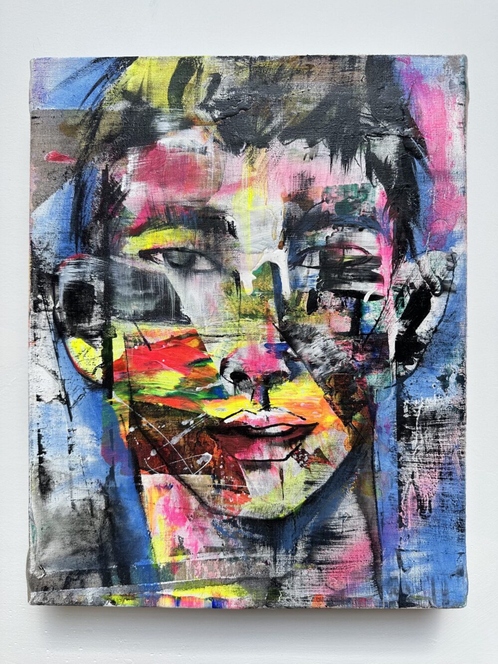 Jun Yang Abstract face No.1 575 acrylic mixed media on linen. 14 x11 2023 scaled scaled