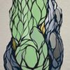 Attaboy Gem Like Growth 4 500 acrylic on hand cut wood hangs on wall 17 x 38 x 1 2021