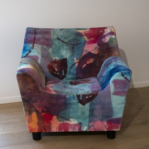 LadyMags HermanMiller Upholstered Arm Chair 3999 Painting printed on Velvet and hand upholstered 33x31x28in 2025b