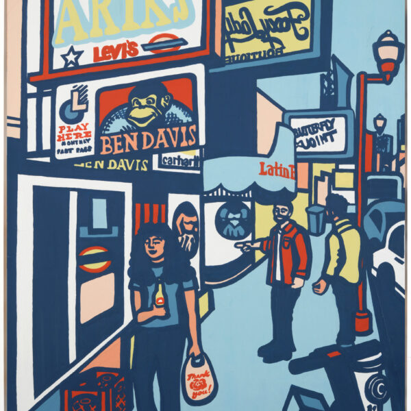 Arik s Mission Street 2021 29.5x22.5 acrylic on panel framed in white scaled