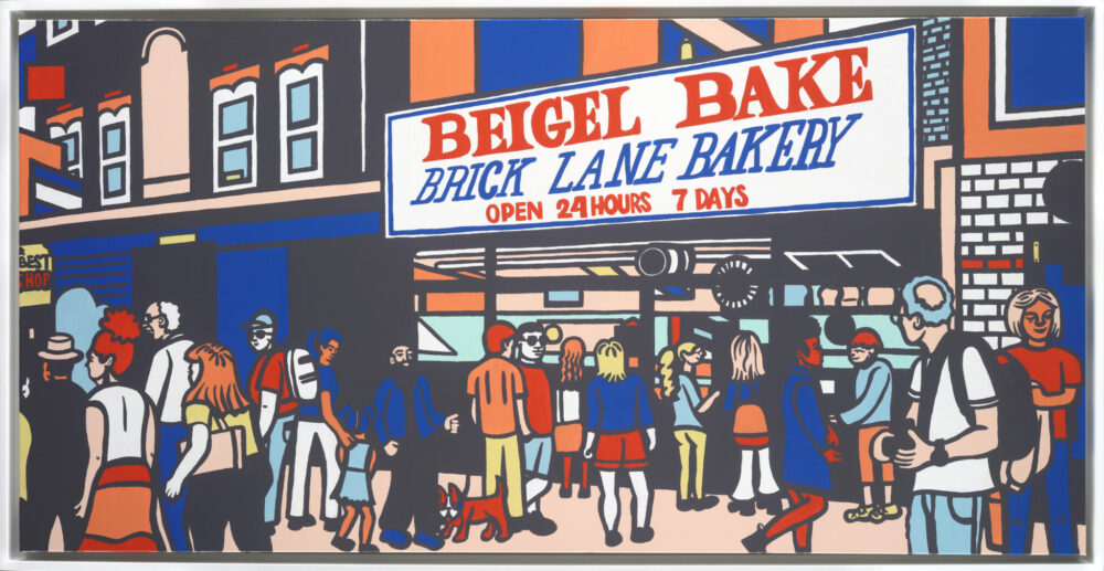 Beigel Bake Brick Lane Bakery 159 Brick Lane London 24x48 acrylic on canvas framed in white 2020 scaled