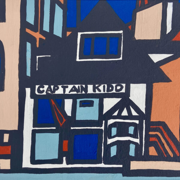 Captain Kidd 108 Wapping High Street 8x10 acrylic on canvas board in white glass frame with glass 2020 scaled