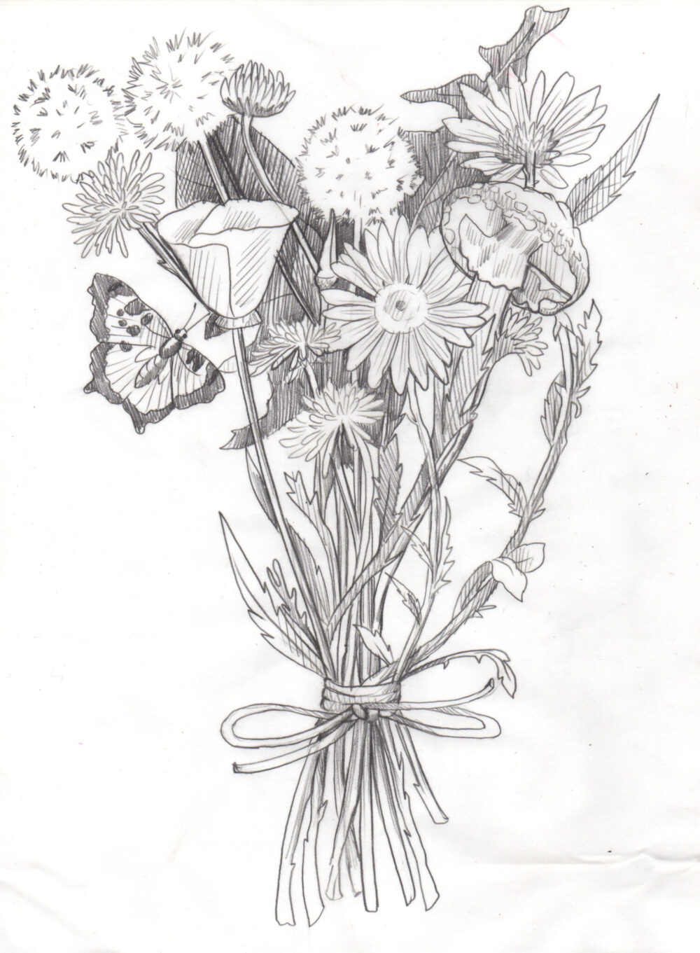 Dandelion Bouquet sketch scaled