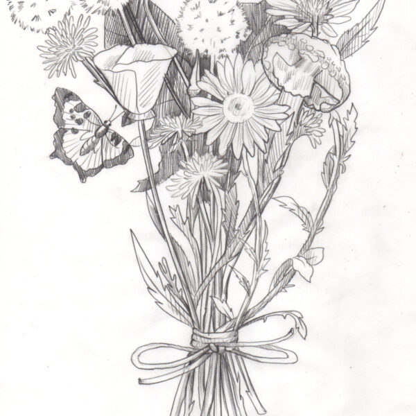 Dandelion Bouquet sketch scaled