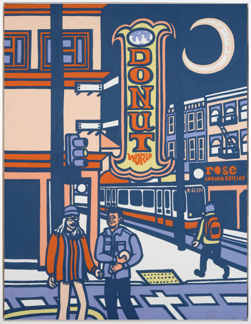 Donut World 9th and Judah 2021 29.5x22.5 acrylic on panel framed in white scaled