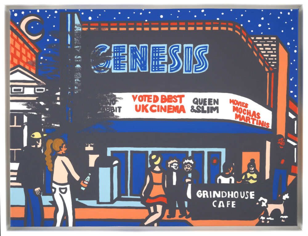Genesis Theater 93 95 Mile End Road London 202018x24 acrylic on canvas framed in whitejpg scaled