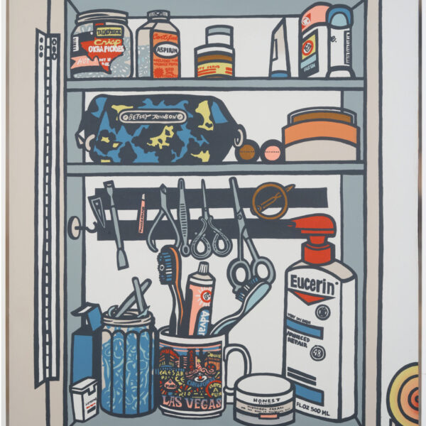 Medicine Cabinet Interior 2020 40x30in acrylic on canvas framed in white scaled
